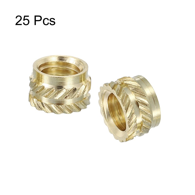 Sourcing Map Knurled Insert Nuts, 25pcs M6 x 5mm L