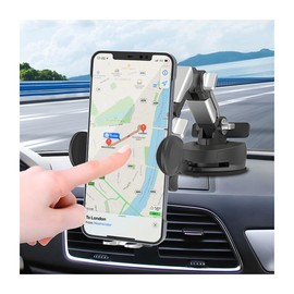 BESULEN Phone Mount for Car, Suction Cup Phone Holder for Auto Windshield Dashboard, Stable Hands-Free Cellphone Cradle, Adjustable Telescopic Arm Mount, Compatible with All Smartphones