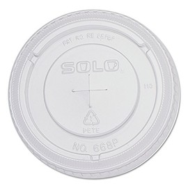 PETE Flat Straw-Slot Cold Cup Lids, 16oz Cups, Clear, 100/Pack, 10 Pac