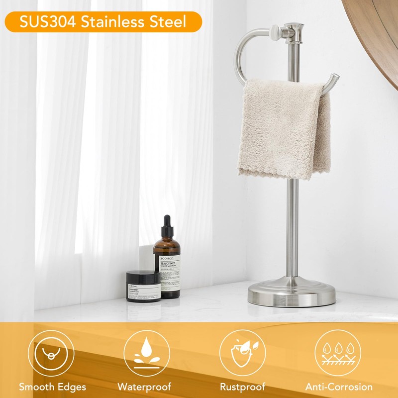 BESy 17 Inch Brushed Nickel Stand Towel Bar Hanger Hand