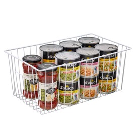 Nprohuge Wire Storage Baskets, Upright Freezer Organizer Bins - 3 Pack Freezer Baskets, Pantry Baskets For Kitchen Cabinets, Pantry, Closets, Bathroom, Office, White