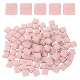 sourcing map 100g Square Mosaic Tiles, Colorful Ceramic Mosaic Tiles for Crafts Bulk Mosaic Supplies for Home Decoration Art Crafts DIY Projects, 0.4 x 0.4Inch, Pink