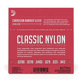 D'Addario | Student | Cuerdas para Guitarra Clásica | Tensión Normal | Plata Sobre Nylon, Agudos de Nylon | EJ27N