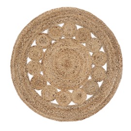 India Artistic Boho Area Rug - Hand-Woven Rug Reversible are Rug - Jute Chic Bohemian Style Rug for Living Room, Bedroom, Dining Area (Size- 3 * 3 Feet)