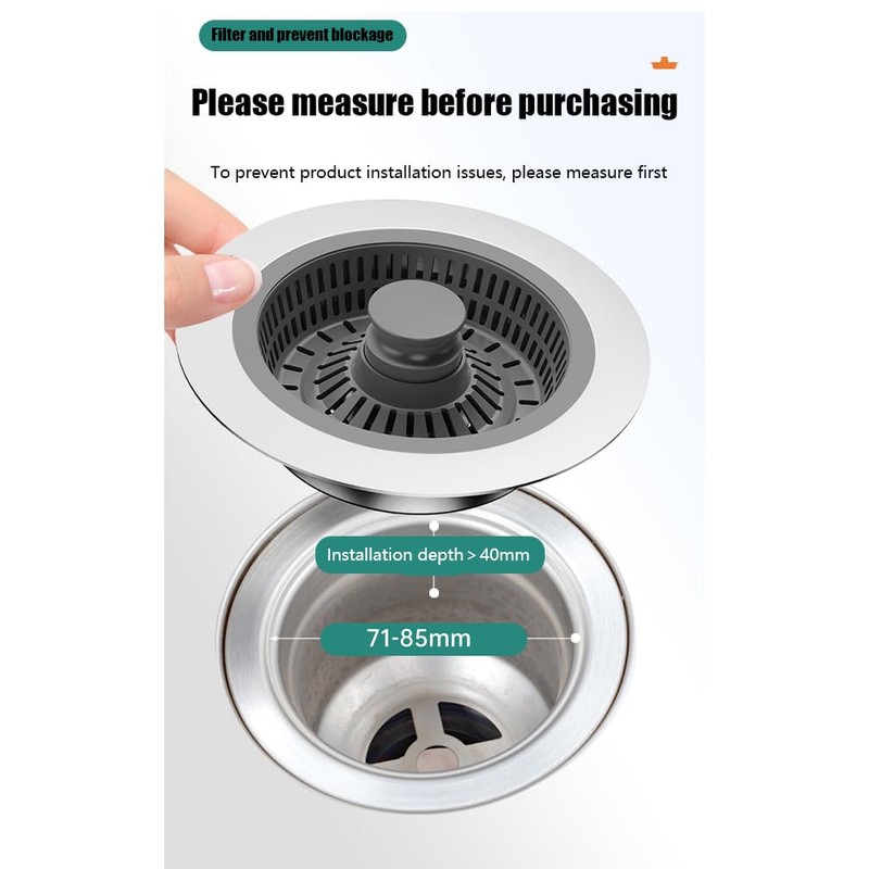 3 in 1 kitchen sink drain strainer and Stopper Combo
