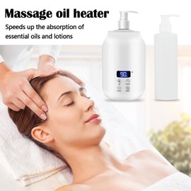 Massage Oil Warmer, Massage Oils Warmer Adjustable Temperature 30-65 Degrees Wellness Massage Oil Set with 2 Internal Plastic Bottles Massage Oils Accessories for Essential Oils Back Massage