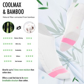 BRISIRA Coolmax Bamboo Viscose Women Compression Running Socks 3 Pairs Low Cut Ankle Athletic Anti Odor&Blister Cushioned