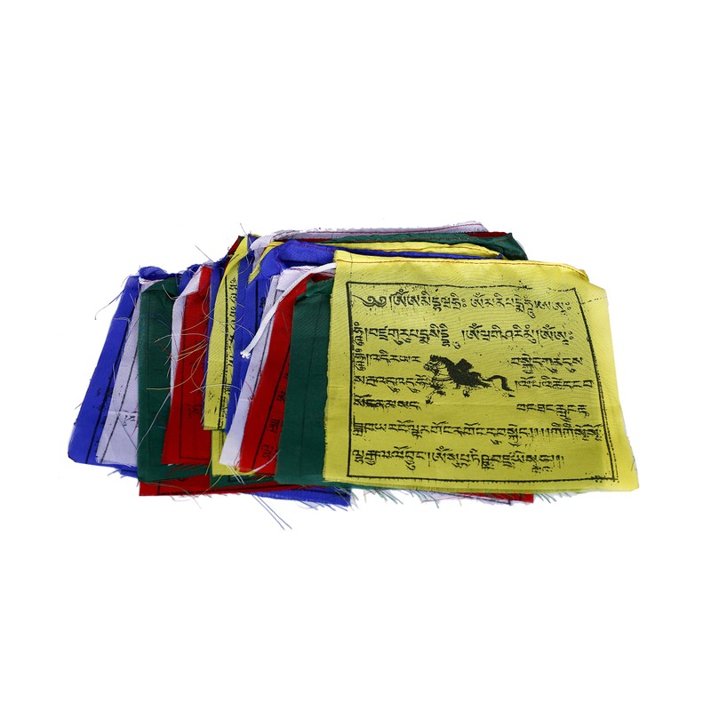 Tibetan Buddhist Fluttering Prayer Flags (Lungta) Mantras And Wind Horses-