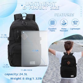 VX VONXURY School Backpack,Classical Basic Travel Backpack For School, Water Resistant Bookbag for Teens Boys Girls,Black