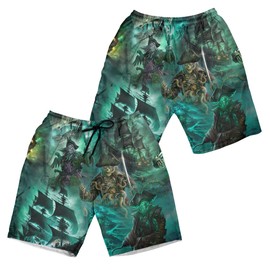 ACEPrints Pirate Skull Hawaiian Shorts for Men Retro Skeleton Pirate Swim Trunks Hawaiian Mens Shorts Summer Beach Mens Shorts Men