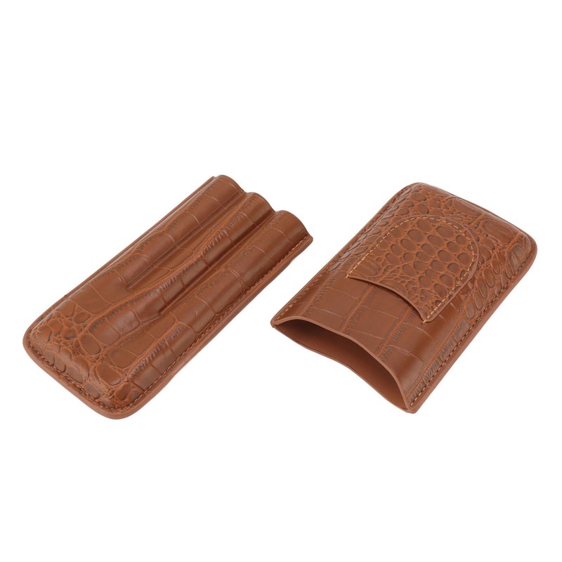 Cigar Holder Case Artificial Leather Portable Durable Elegant 3 Finger