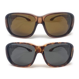 Incredible Bargains Large Polarized Fit Over Sunglasses (2 Pair) Brown and Tortoise