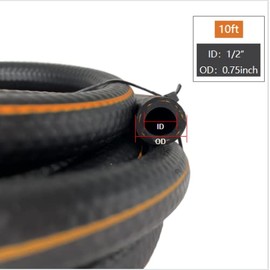 Lkonwee 1/2 Inch ID NBR Fuel Line Hose 10 Feet-10AN Push on Hose Work with Diesel/Biodiesel/Gasoline/Oil/Grease/Water and Air,etc,Black