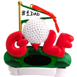 Dad Golf Ornament #1 Father Polyresin Golfer Christmas Tree Decoration
