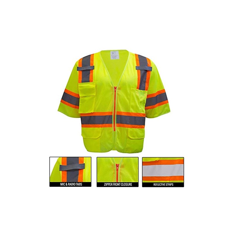 RK SAFETY High Visibility Sleeved Safety Vests with Strips Breathable
