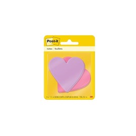Post-it - Notas adhesivas en forma de corazn, colores surtidos, 2.6x2.6 in, 2 blocs, 75 hojas por bloc (7350-HRT)                                     