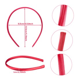 Pack of 30 Satin 1 cm Headbands, Simple Hair Band, DIY, Satin Covered Headband, Plastic Hair Band, Thin Satin Headbands, Plain Headband for Girls and Women
