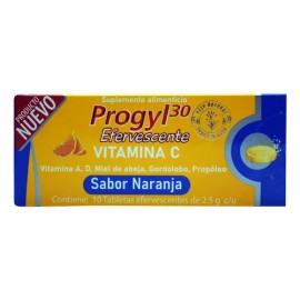 Vitamina C Efervescente Progyl Naranja 10 Tabletas Suplemento                                                                                         
