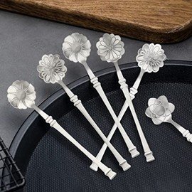 Juego de cucharas de café acero inoxidable, cucharas postre creativas acero inoxidable, cuchara de azúcar cuchara de café cucharadita cuchara de helado (10 unidades, plata)