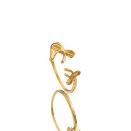 Bow Rings for Women 18k Gold Plated Trendy Ribbon Rings Fine Gold Bow Rings Jewelry Statement Rings for Christmas Jewelry Gifts for Women (Gold)