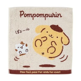 Sanrio 613118 Hand Towel (Pudding and Muffin Nakayoshi Time), Pompom Pudding, 100% Cotton