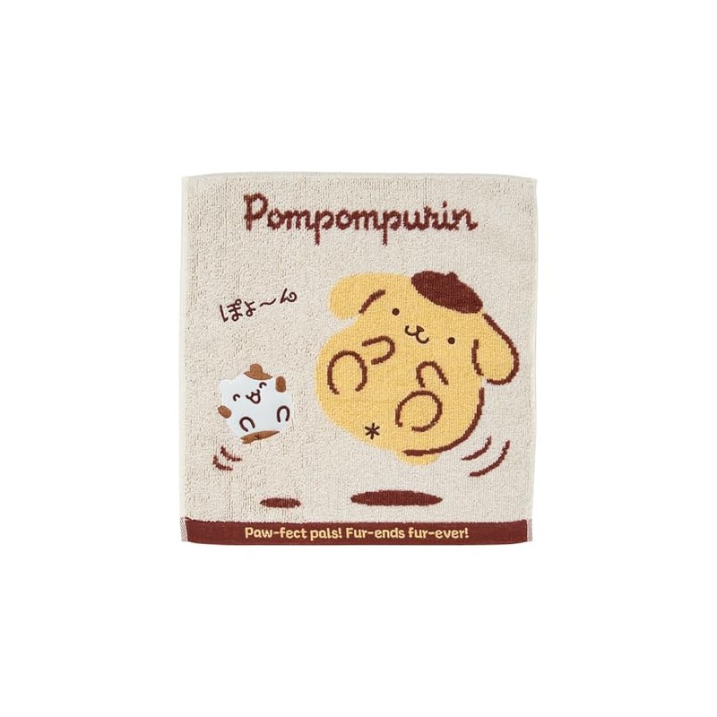 Sanrio 613118 Hand Towel (Pudding and Muffin Nakayoshi Time), Pompom