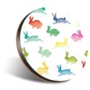 1 x Round Jumbo Size Coaster 12cm Colourful Rabbits Pattern