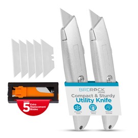 INTERNET'S BEST Premium Utility Knife Set | Retractable Box Cutter with Metal Handle | Heavy-Duty Cutting for Cardboard, Carpet, Plastic | Retractable Blade | Includes 2 Razor Knives & Extra Blades