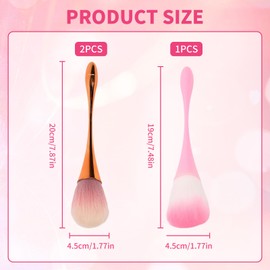 Quuztao 3 PCS Makeup Powder Brush, Fluffy Large Big Brush Rose Gold and Pink