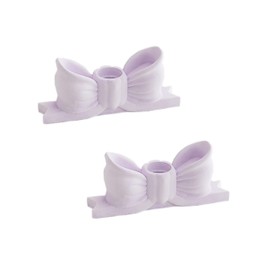 Candle Holder Set of 2, Bow Candlestick Holders Fit 0.59 Inch Candles, Gypsum Candelabra Decorative Candle Stand Centerpiece for Table Wedding Dinning Party (Purple-2PCS)