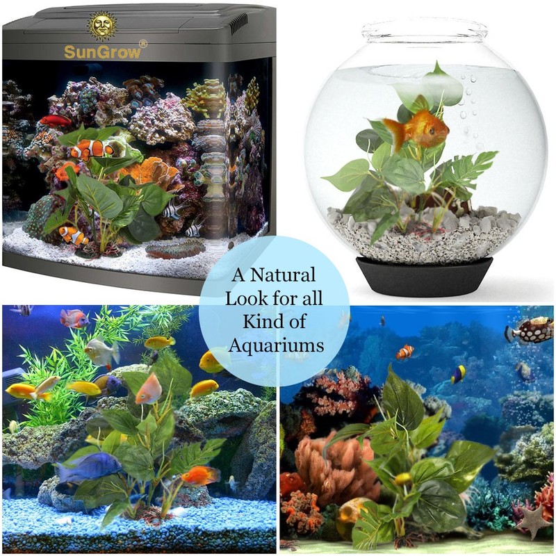 SunGrow Plastic Leaf Plant, Heavy-Duty Ceramic Base, Hiding Spot for