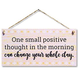 CARISPIBET One small positive thought | home decorative sign, cute and motivational wall art 6" x 12"
