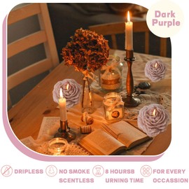 Peony Flower Shape Candles 1 Pack Soy Wax Decorative Candle for Bedroom Home Scented Candle Gift to Friends Family (Dark Purple)