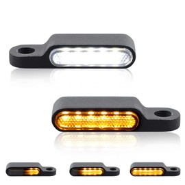 Universal Motorcycle Led Turn Signals Handlebar Marker Lights Front Mini Size Blinkers for Cruiser Turing Motorbike Compatible with Harley Sportster Road King, Honda Shadow, Yamaha Suzuki Kawasaki