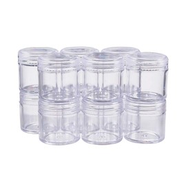 Benecreat 12 Piece Set, 1.4 fl oz (40 ml), Round Case, Accessory Case, Bead Storage, Cosmetics, Nail Parts Storage, Refill, Small Storage Box, Clear