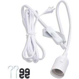 JACKYLED Extension Hanging Lantern Cord Cable UL 12Ft E26 E27 Socket On/Off Switch Plug in Pendant Lighting for Kitchen Bedroom Plant Growth Light
