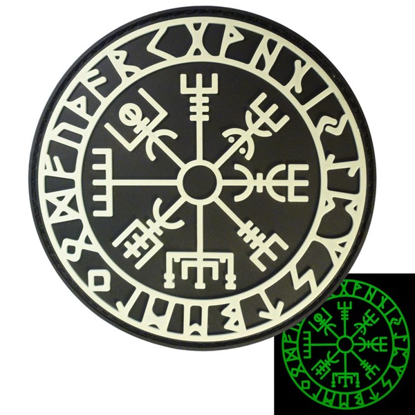 Glow Dark Vegvisir Viking Compass Norse Rune Morale Tactical PVC