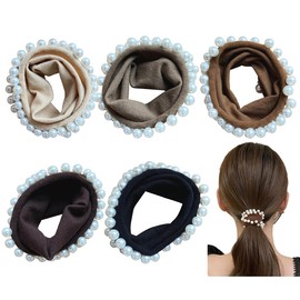 Wenlly 5 Pieces Fashion Hair Scrunchies with High Elasticity Pearl Hair Ties Ponytail Holder Wrist Strap Headband Hair Accessories for Women and Girls