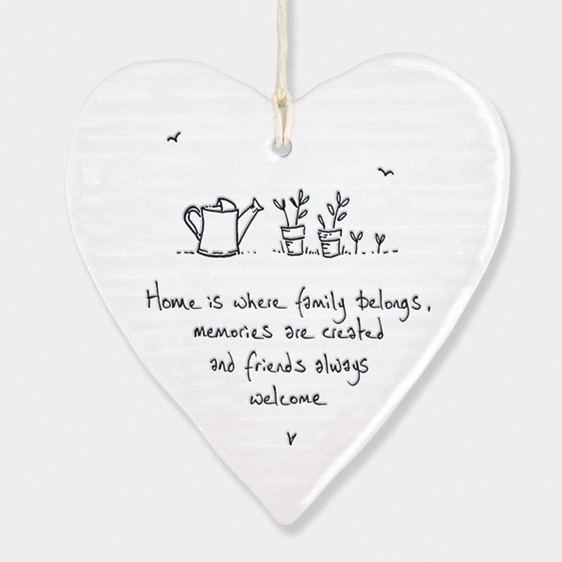 East Of India Hanging Heart Gift Home is where family