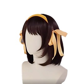 Haruhi Suzumiya Cosplay Wig, Haruhi Wig, with Yellow Ribbon