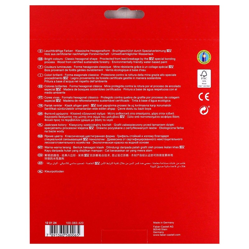 Faber-Castell 120124 - Set di matite colorate Castle, 24 pezzi,