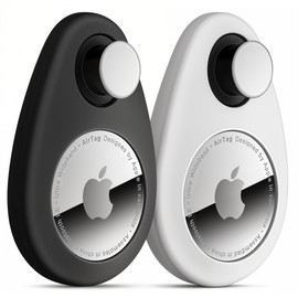 Lulaven for Airtag Holder for Kids Hidden 2 Pack GPS Tracker Case, Anti-Removal Security Air Tag Case with Pins, GPS Cover Suitable for Children, Elderly, Pets, Backpack, Luggage (Black, White)