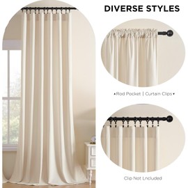 Joydeco Velvet Curtains White Blackout Curtains Thermal Insulated 96 inches Long Window Curtains Super Soft Room Darkening Drapes for Bedroom Living Room Elegant Rod Pocket 2 Panels Cream White
