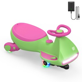 FanttikRide N7 Pro Electric Wiggle Car with Pedal, Rechargeable Battery, CyberWiggle, 2 in 1 Swing Car, 2 Speed, Anti-Rollover, Flashing Wheels, Bluetooth, for Ages 3 and Up, 150 Lbs, Grape Green