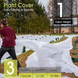 RIFNY Plant Covers Freeze Protection, 1 oz/yd² 8Ft x 24Ft Frost Cloth Plant Freeze Protection for Winter Frost Snowstorm, Frost Blankets for Outdoor Plants Protect from Birds, Pests