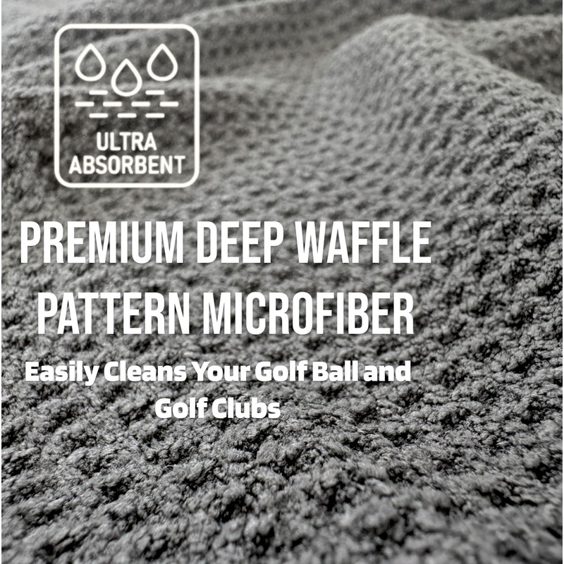 Multi-Function Magnetic Golf Towel with Wash Pocket, Magna-Anchor Technology, Waffle