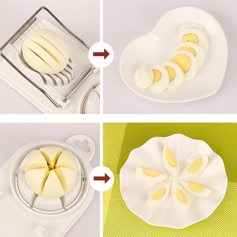 2-in-1 Egg Slicer Cutter (White)