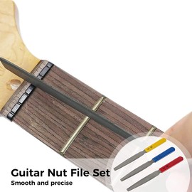 Aribrnten Bass Nut File Set, Carbon Steel Guitar Fret File, Guitar Repairing and Instrument Modifying Tools for Guitars,Bass