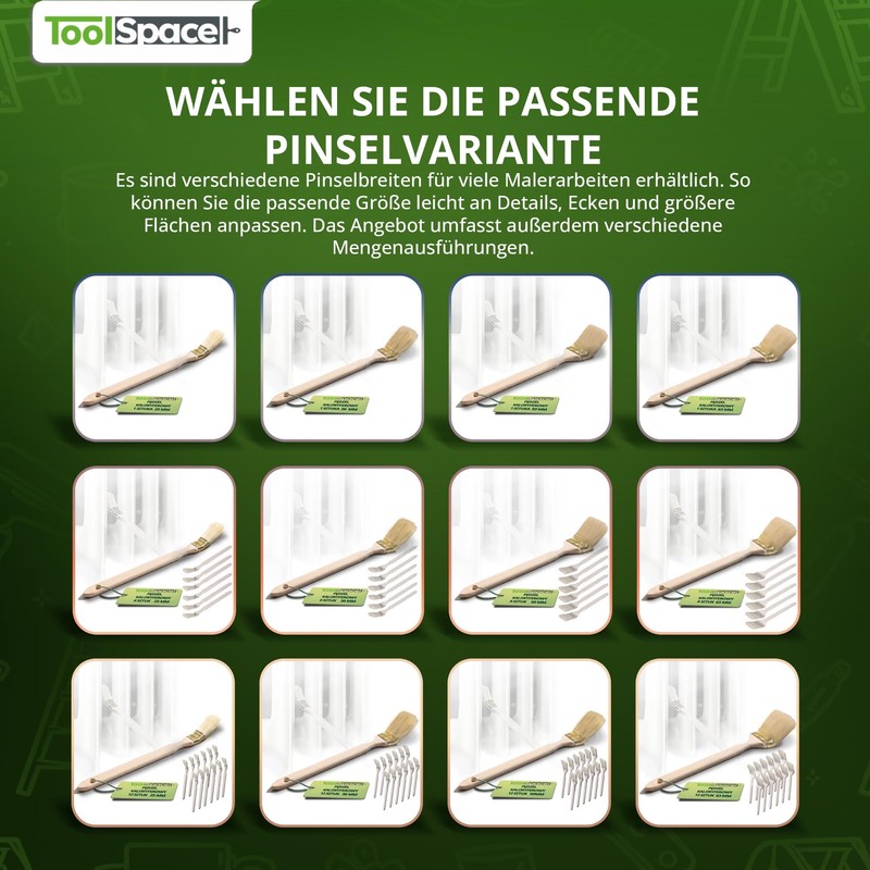 ToolSpace Radiator Brush 6 x Corner Brushes 25 mm Premium