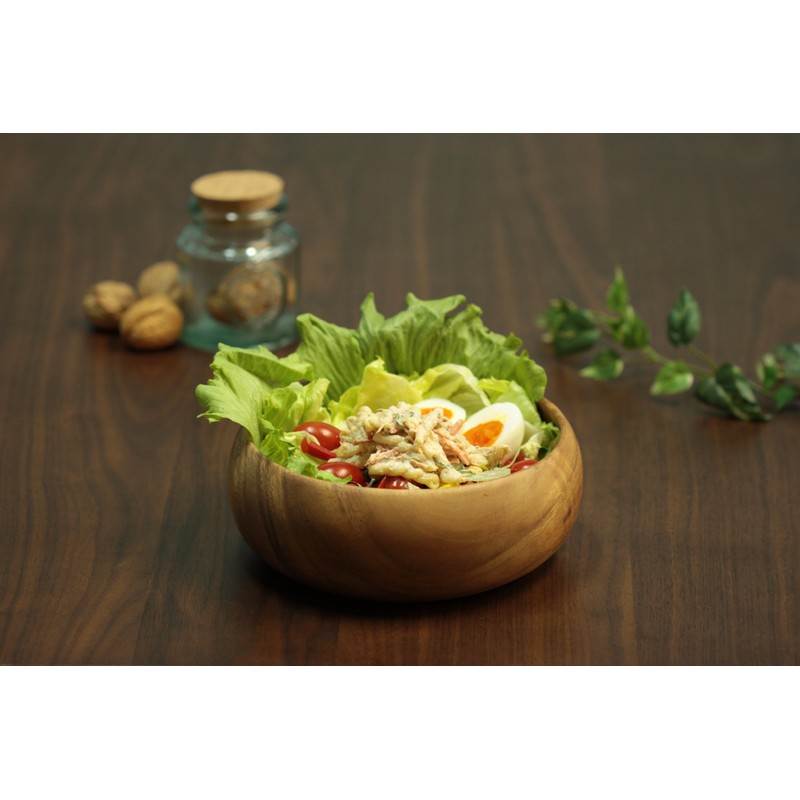 不二貿易 ボウル ラウンド XL 幅20×奥行20×高さ7.5cm ブラウン アカシア 天然木 軽量 割れにくい